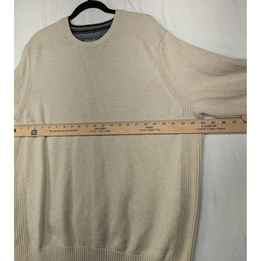 Eddie Bauer Mens‎ XL Cotton Blend Crew Neck Knit Sweater Beige Casual - Picture 5 of 7
